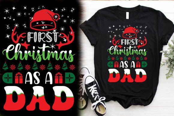 First Christmas as a Dad T-Shirt Design