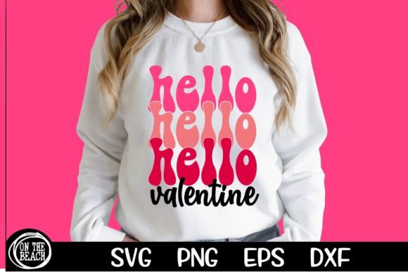 Hello Valentine SVG Retro Groovy Cutting