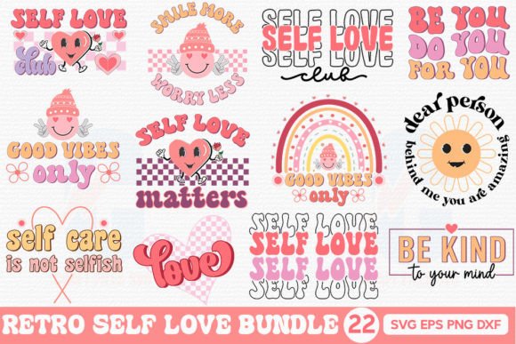 Retro Self-love SVG Bundle Graphics