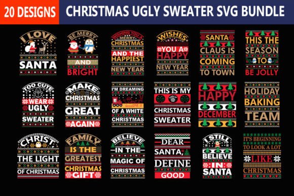 SHRISTMAS UGLY SWEATER SVG BUNDLE: Graphics & T-Shirt Designs