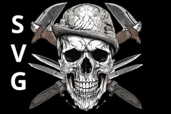 Skull with Cross Knives SVG 3: Graphics for T-Shirt Designs