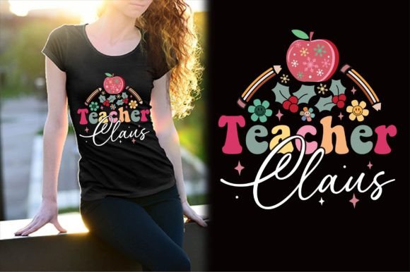Teacher Claus Christmas Retro Design Graphics